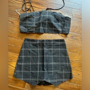 Blue Blush Black Pencil Skort Set Mini